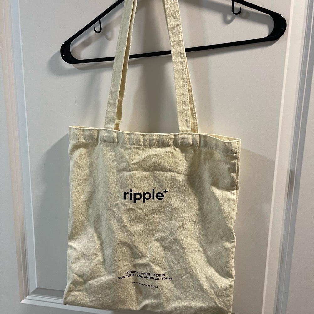 Ripple+ Cream Canvas Tote Bag with Logo